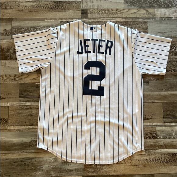 Nike Derek Jeter 2 Yankees Men's Jersey Home Pinstripe Replica Medium T1770-NKWH - Picture 2 of 10